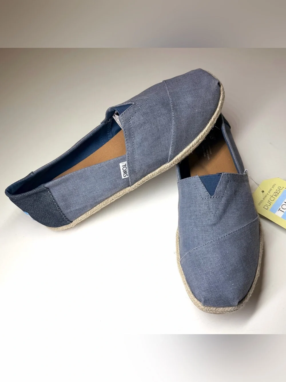 TOMS Mens Coated Linen Rope Sole Classics Deep Ocean Espadrilles Size- 10